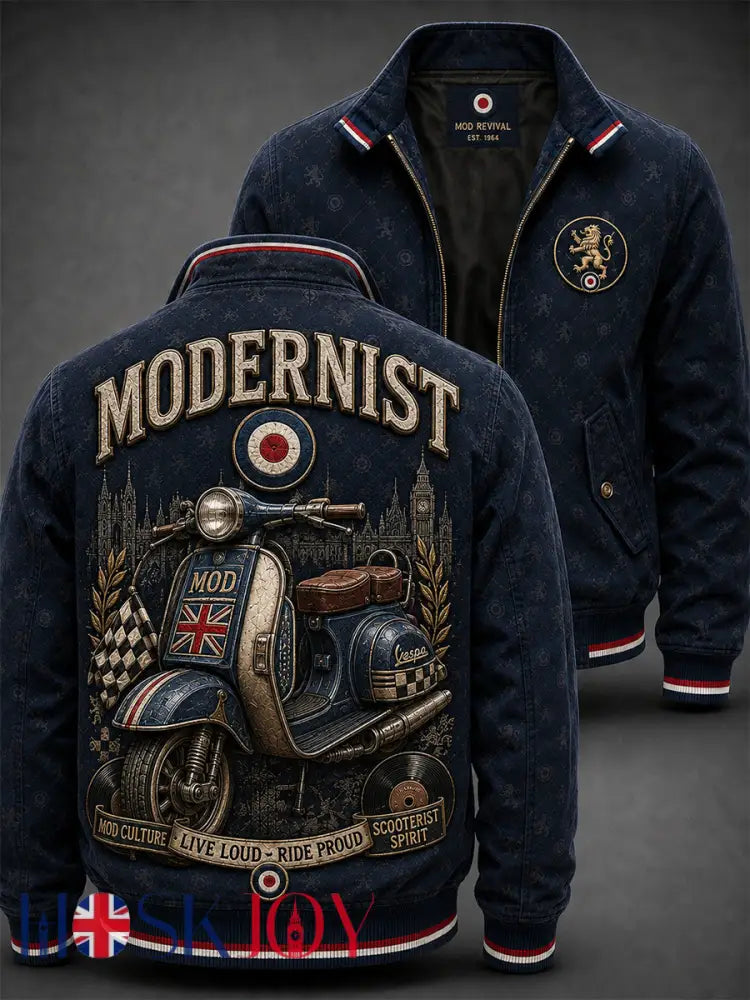 Men’s UK Mods Music Lover The Who Printed Jacket - Deep Blue / S
