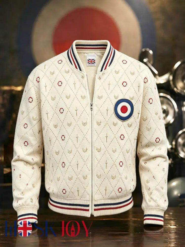 Men’s UK Music Lover Mods Culture Printed Jacket - Creamy-White / S