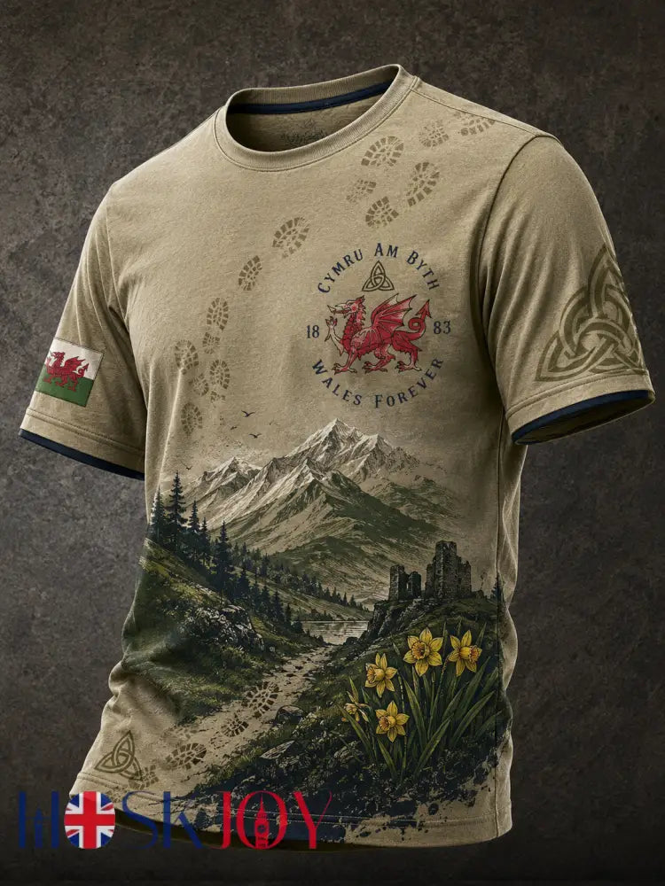 Men’s Uk Wales Outdoor Running Graphic Print T-Shirt - A / S