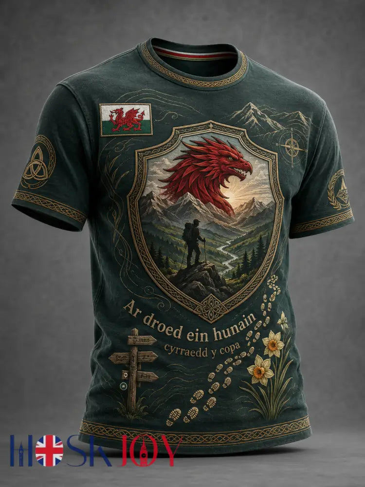Men’s Uk Wales Outdoor Running Graphic Print T-Shirt - A / S