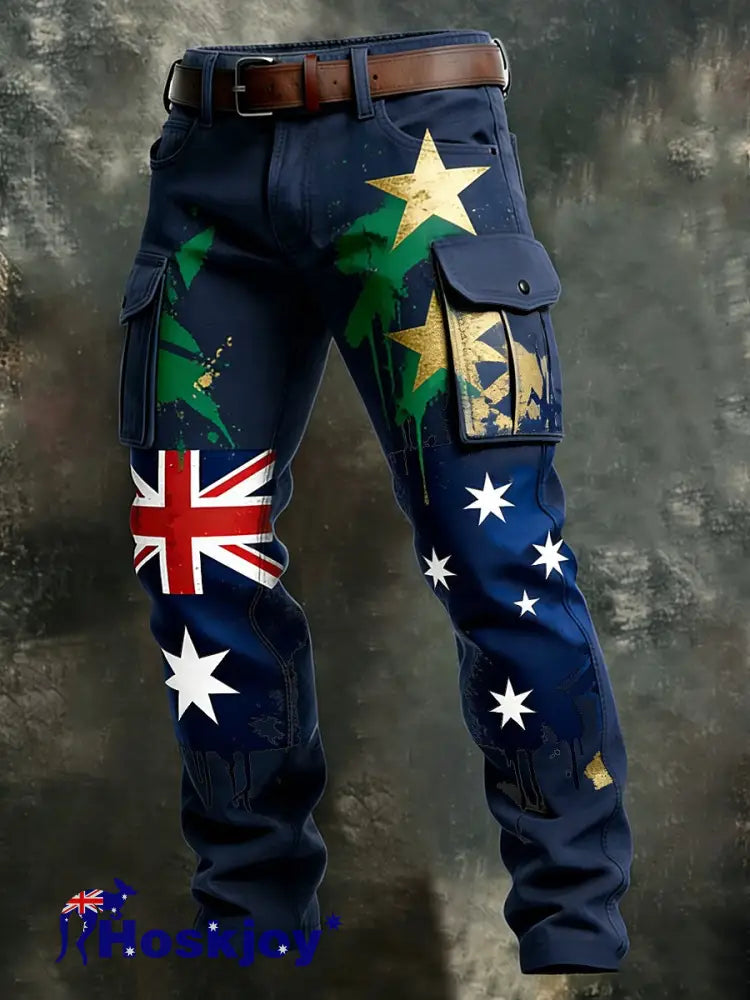 Men’s Vintage Australian Holiday Business Style Casual Work Trousers Navy Blue / S