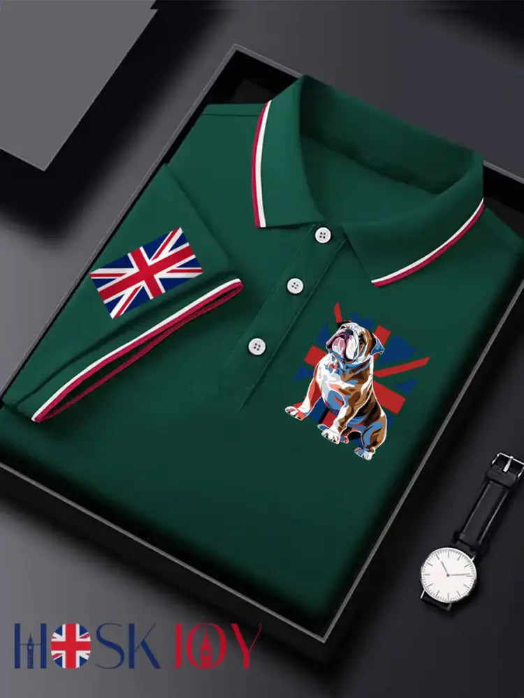 Men’s Vintage British Bulldog Casual Shirt - Dark Green / S