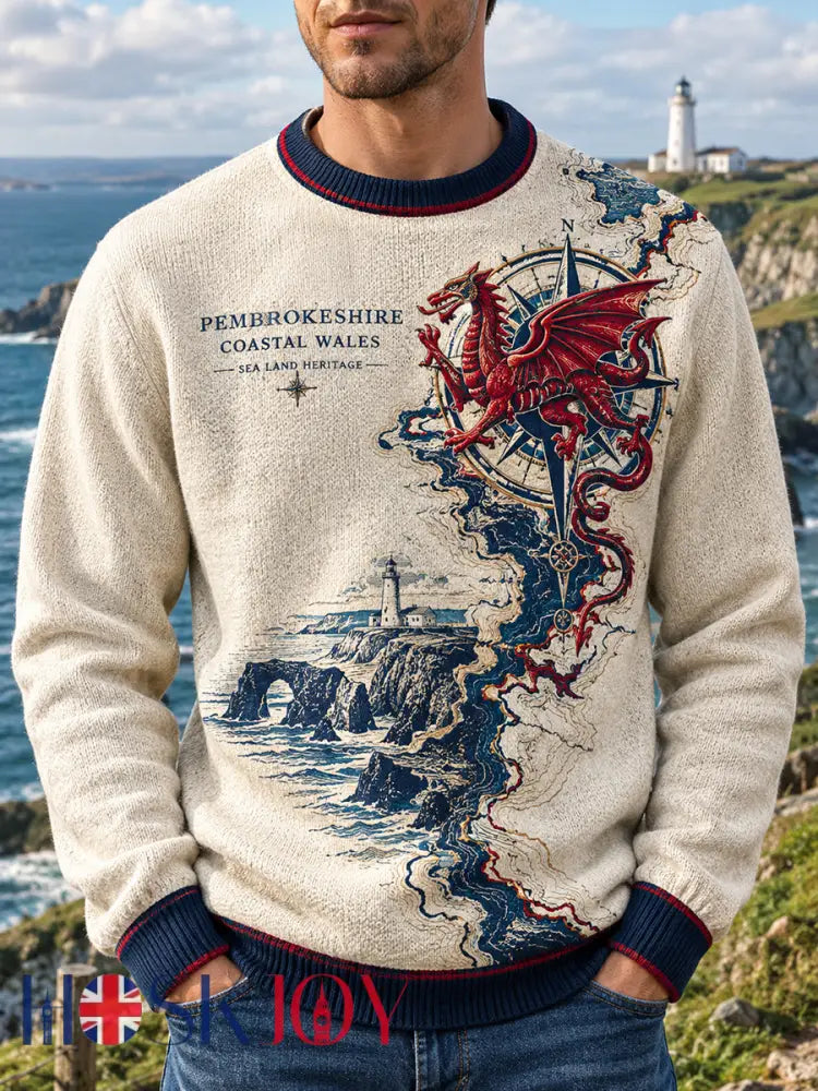 Men’s Vintage British Wales Printed Imitation Sweater - A / S