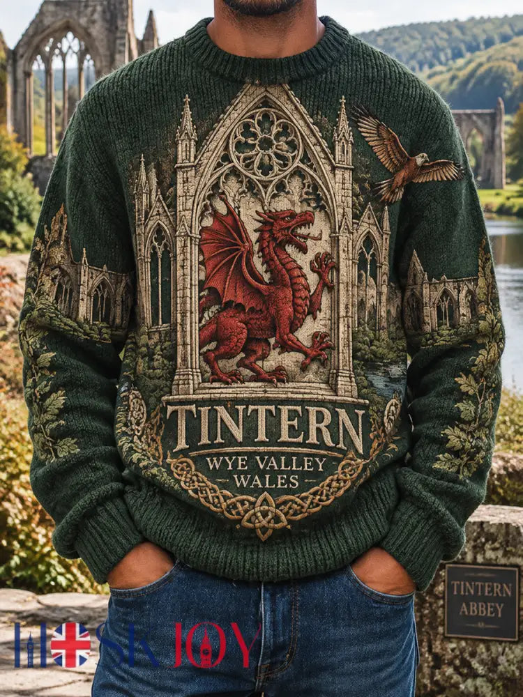 Men’s Vintage British Wales Printed Imitation Sweater - A / S