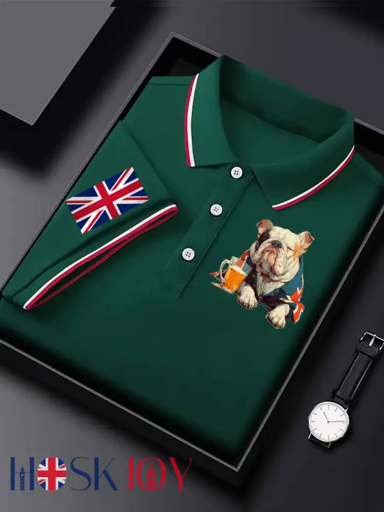 Men’s Vintage England Flag Casual Shirt - Dark Green / S