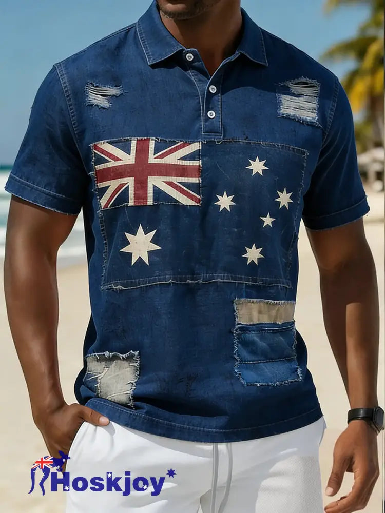 Men’s Vintage-Style Australian Vacation And Leisure Comfortable Polo Shirt B / S