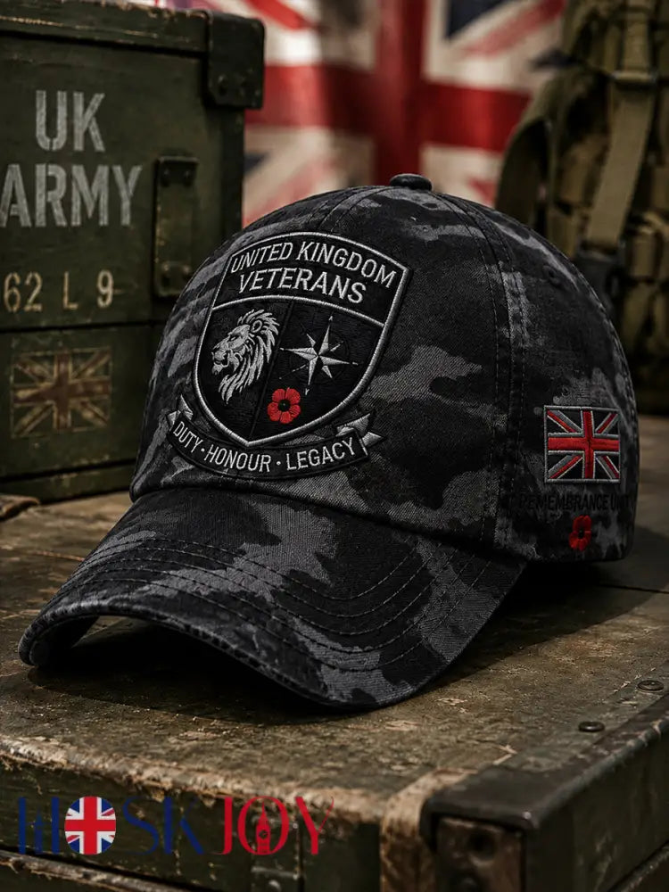 Men’s Vintage-Style Camo-Print Cap With Veteran Commemorative Elements - A / ONE