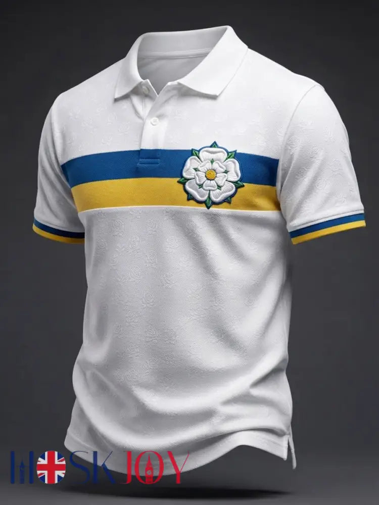 Men’s Vintage Yorkshire White Rose Polo Shirt - White / S