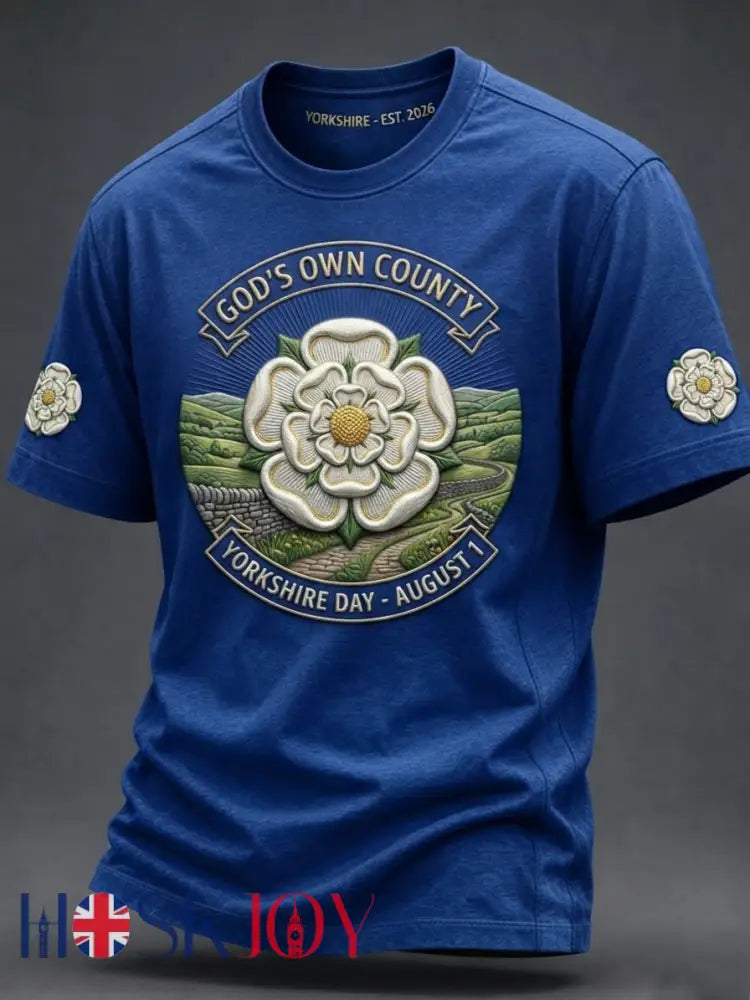 Men’s Vintage Yorkshire White Rose Short-Sleeve T-Shirt - Blue / S
