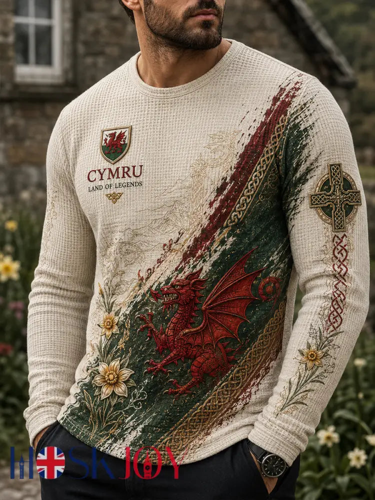 Men’s Wales Uk Waffle Long Sleeve T-Shirt - A / S