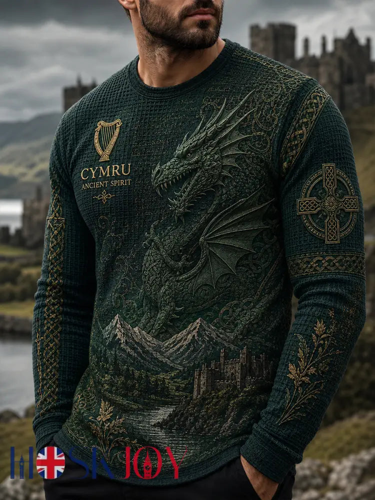 Men’s Wales UK Waffle Long Sleeve T-Shirt - A / S