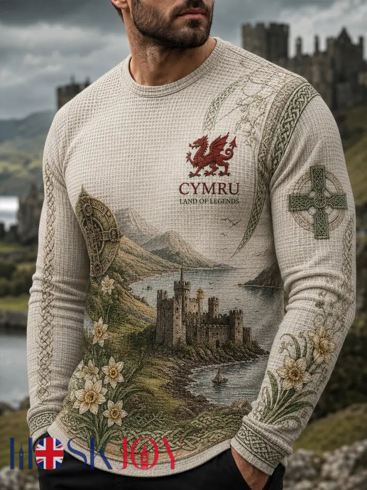 Men’s Wales UK Waffle Long Sleeve T-Shirt - A / S