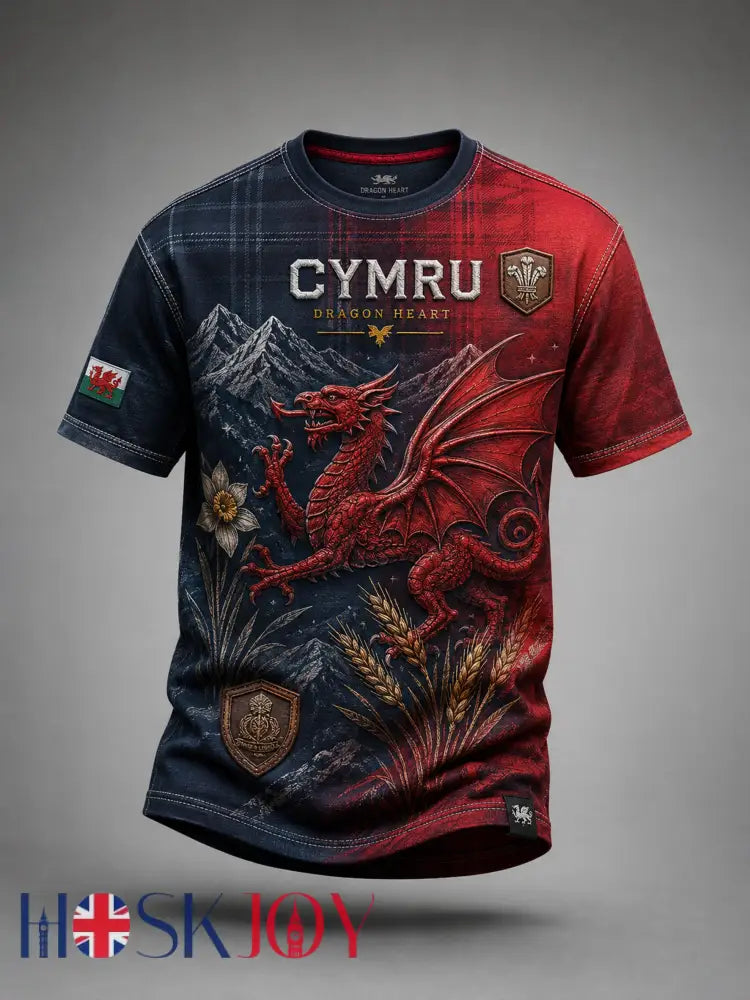 Men’s Welsh Cultural Element Art Print T-Shirt - A / S
