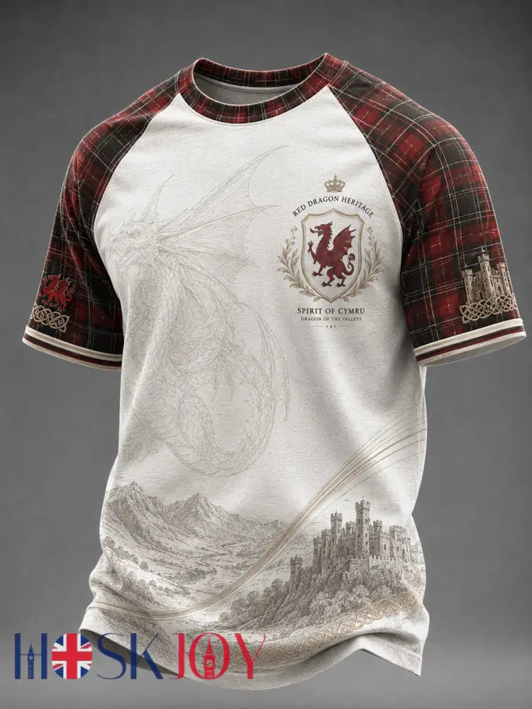 Men’s Welsh Dragon Printed Casual short sleeves t-shirt - As picture / S