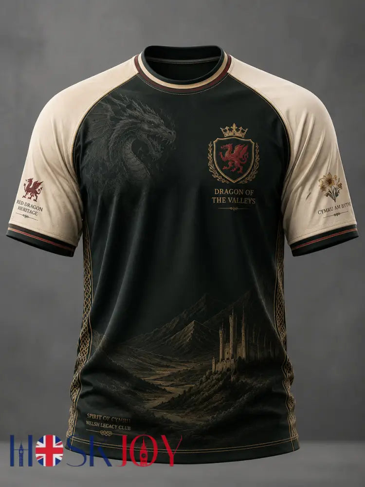 Men’s Welsh Dragon Printed Casual short sleeves t-shirt - As picture / S