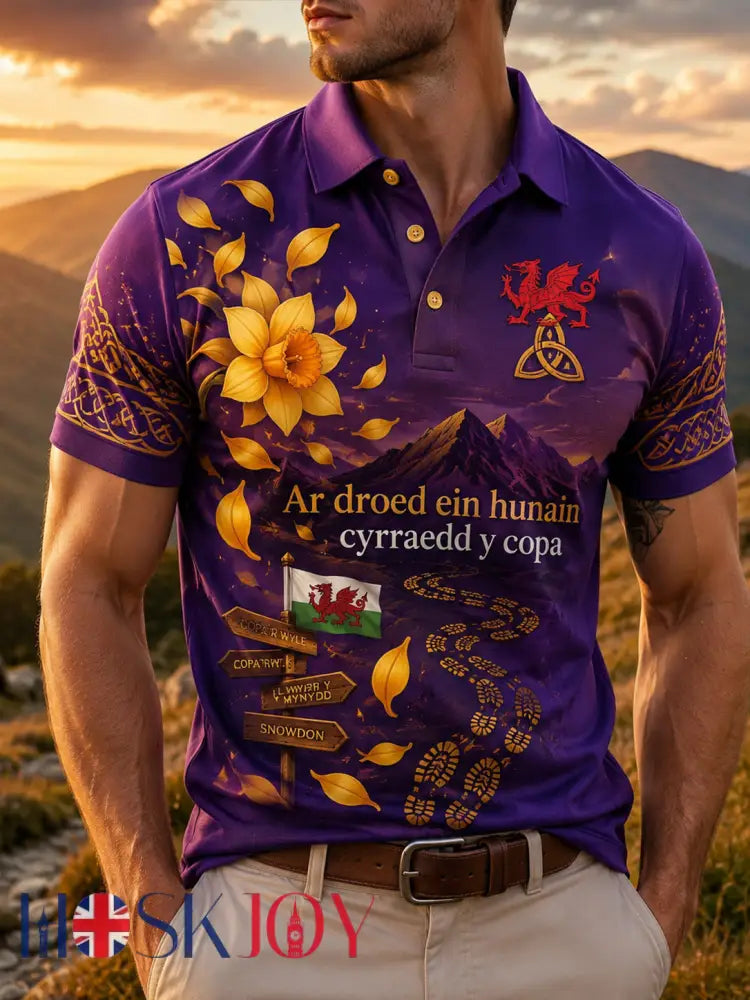 Men’s Welsh Outdoor Running Art Print Polo - A / S