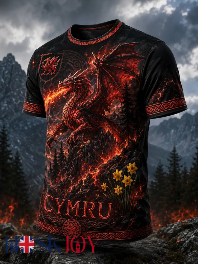 Men’s Welsh Red Dragon Art Print T-Shirt - A / S