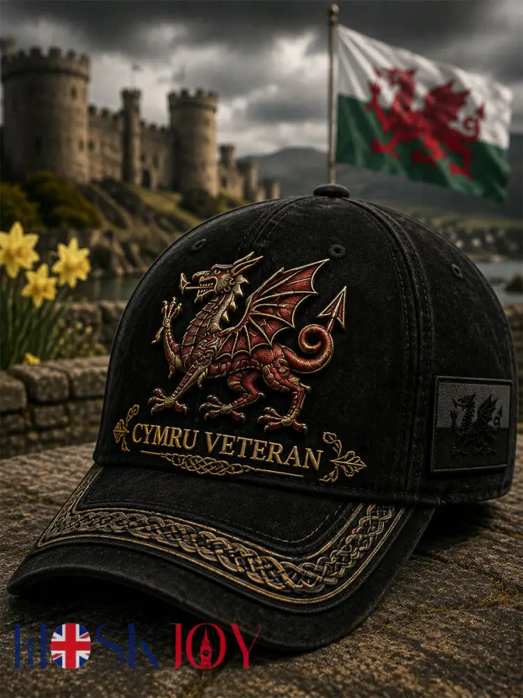Men’s Welsh Red Dragon Printed Hat - Black / ONE