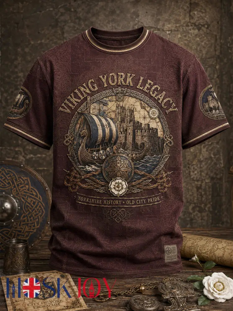 Men’s Yorkshire Day White Roses Art Printed T-shirt - Wine Red / S
