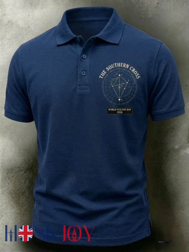 Retro Australian World Oceans Day Short-Sleeve Polo Shirt