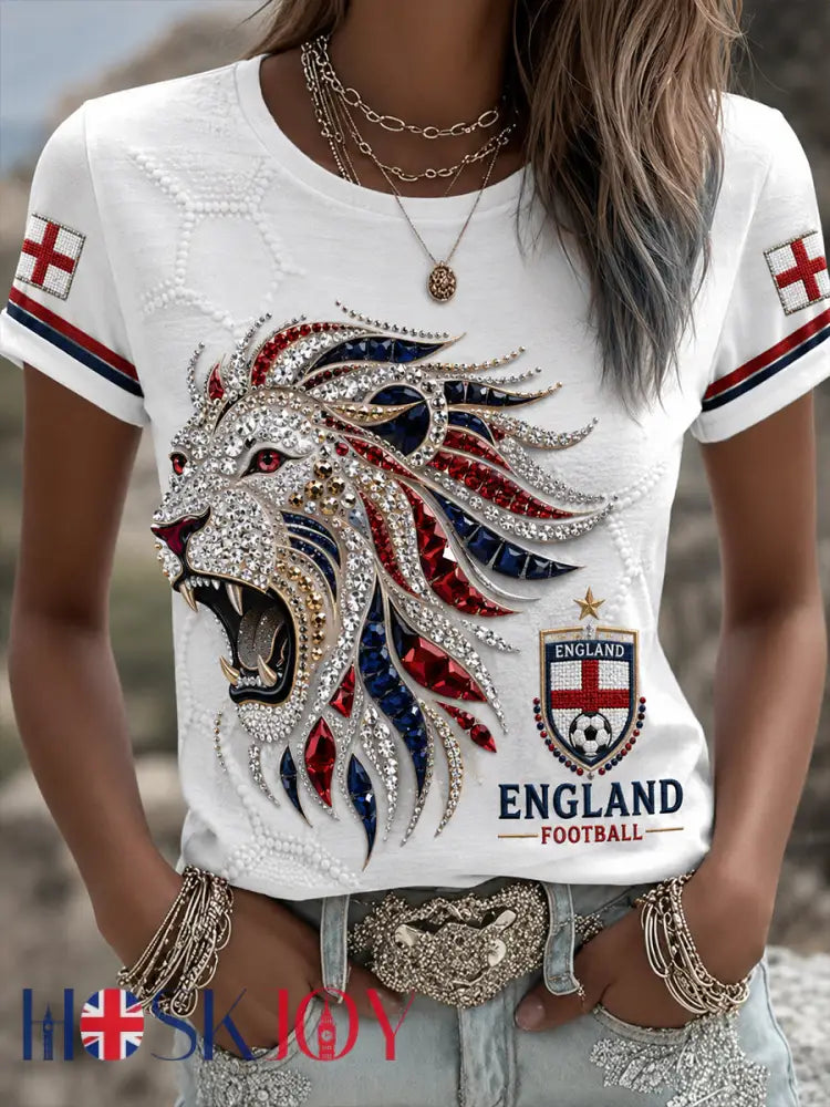 Retro British Bear Soccer Fan Art Print Casual T-Shirt - A / S