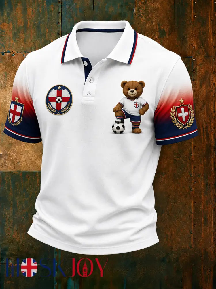 Retro British Paddington Bear Football Art Print Casual Polo Shirt - A / S