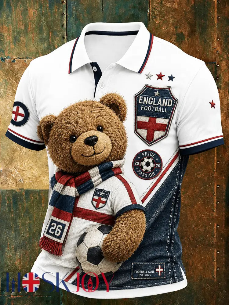 Retro British Paddington Bear Football Art Print Casual Polo Shirt - A / S