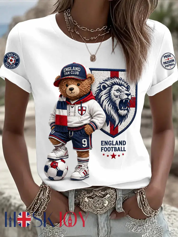 Retro British Paddington Bear Football Fan Art Print Casual Jersey - A / S