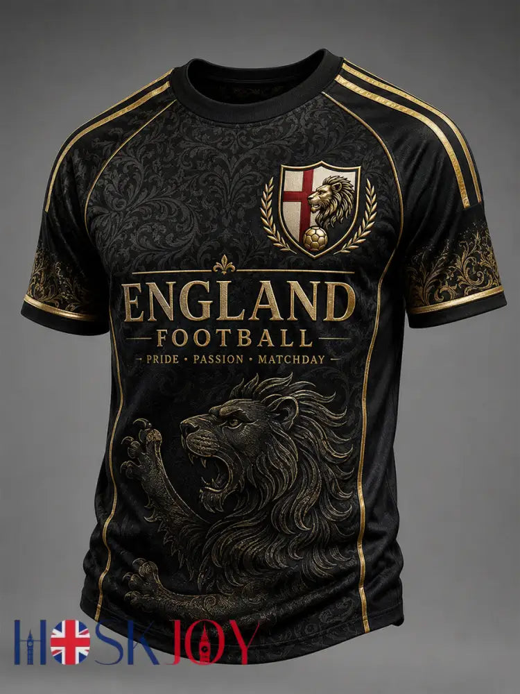 Retro England Football Fan Art Print Casual Jersey - A / S