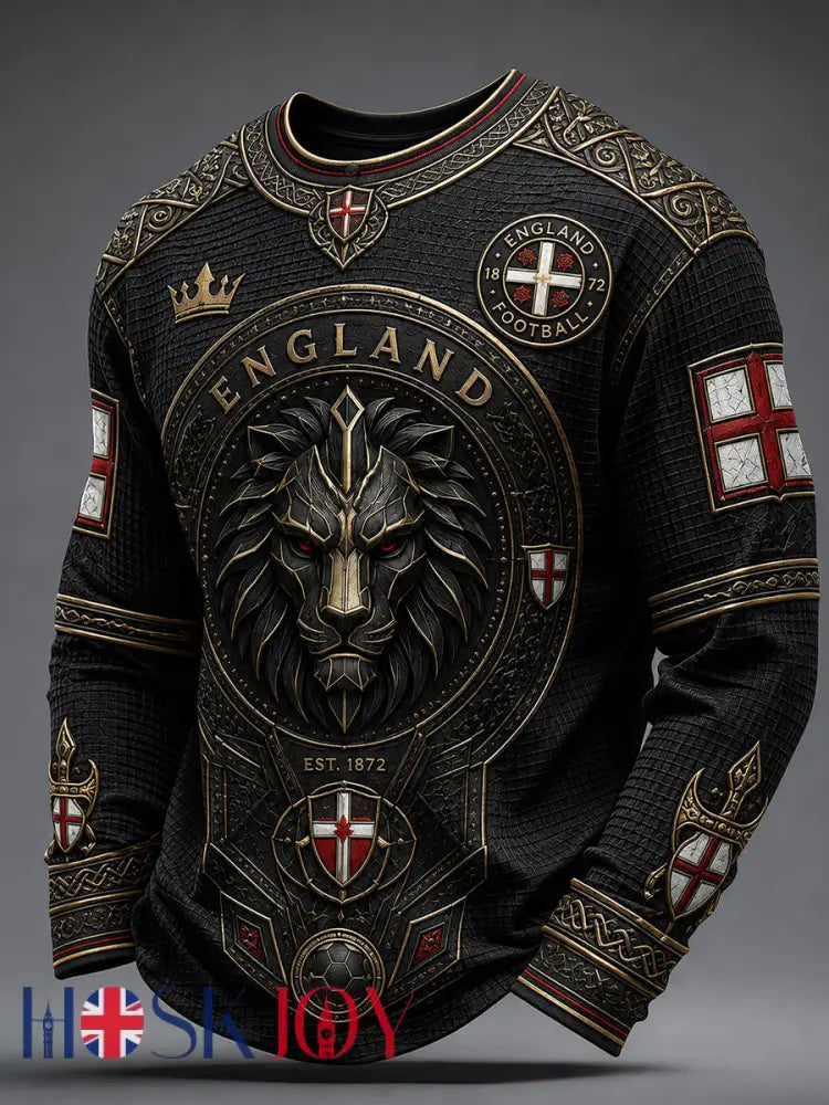 Retro England Football Fan Art Print Casual Jersey - A / S