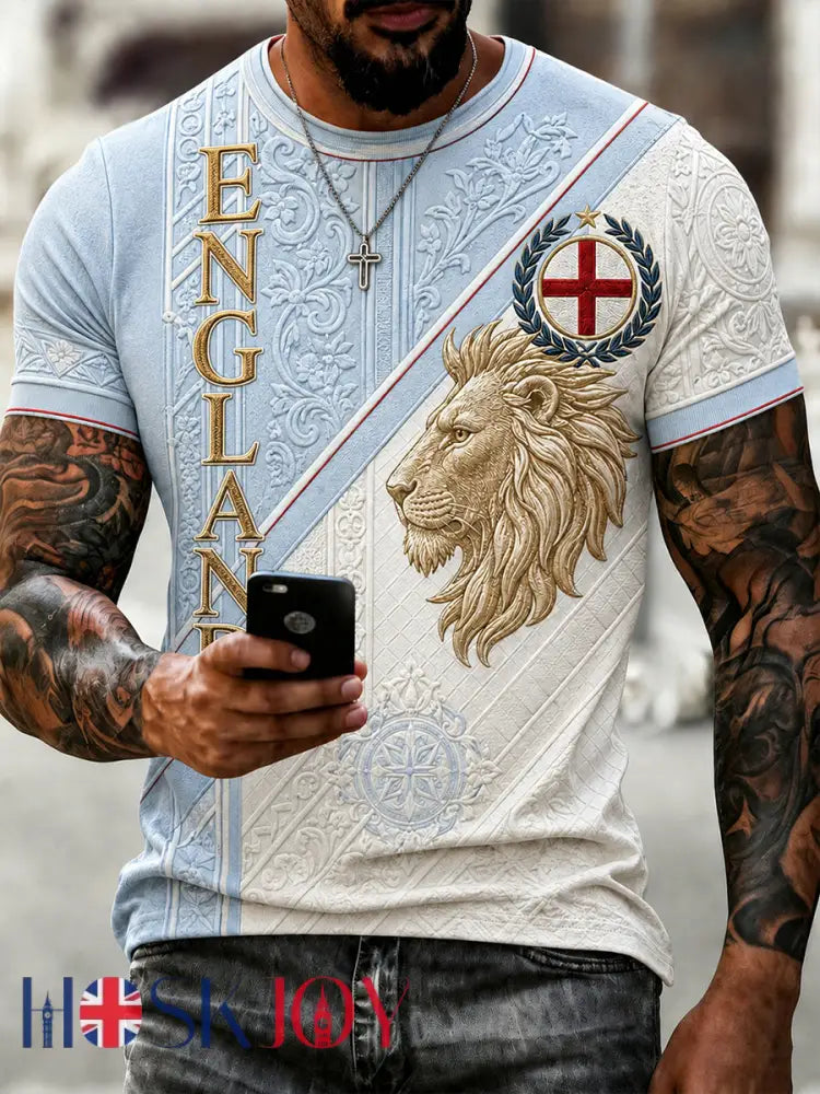 Retro England Football Fan Art Print Casual Jersey - A / S