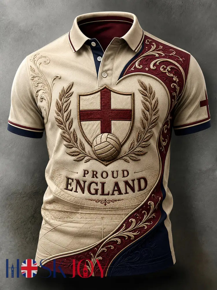 Retro England Football Fan Art Print Casual Jersey - A / S