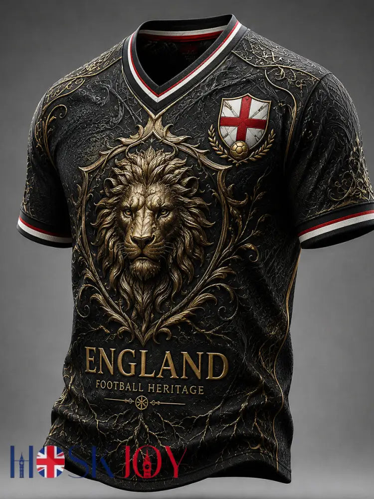 Retro England Football Fan Art Print Casual Jersey - A / S