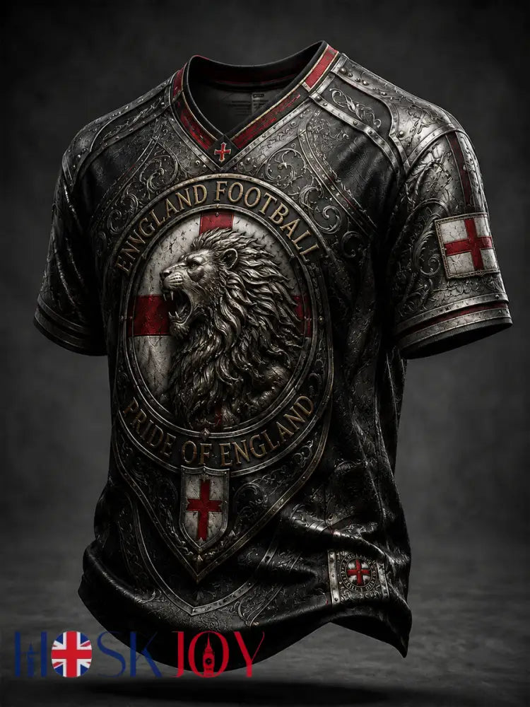 Retro England Football Fan Art Print Casual Jersey - A / S