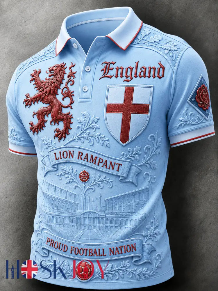 Retro England Football Fan Art Print Casual Jersey - A / S