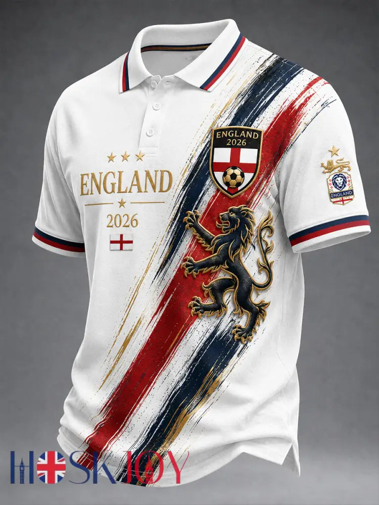 Retro England Football Fan Art Print Casual Jersey - A / S