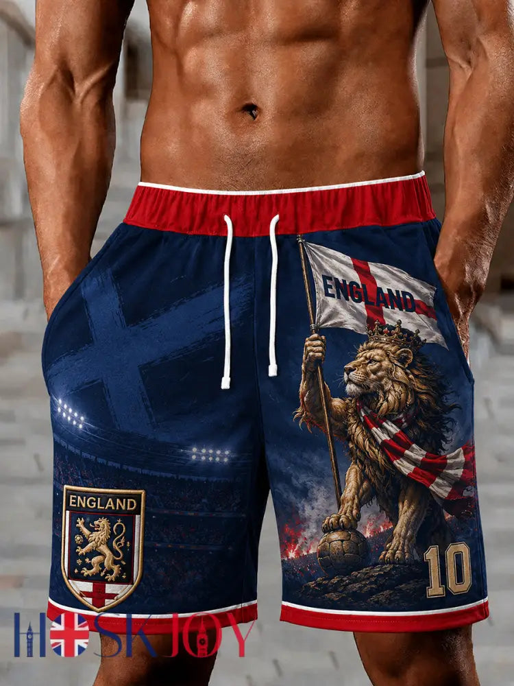 Retro England Football Fan Art Print Casual Pants - A / S
