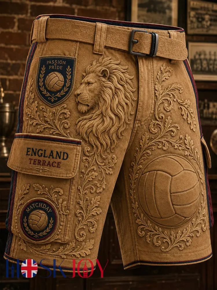 Retro England Football Fan Art Print Casual Trousers - A / M