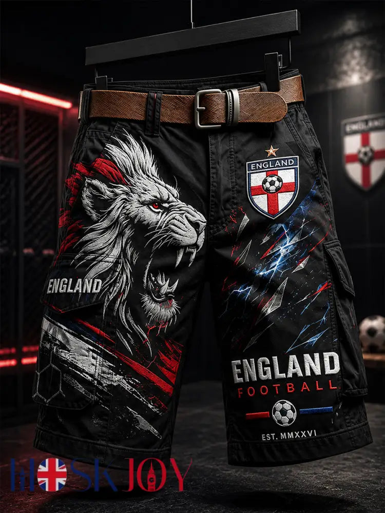 Retro England Football Fan Art Print Casual Trousers - A / M