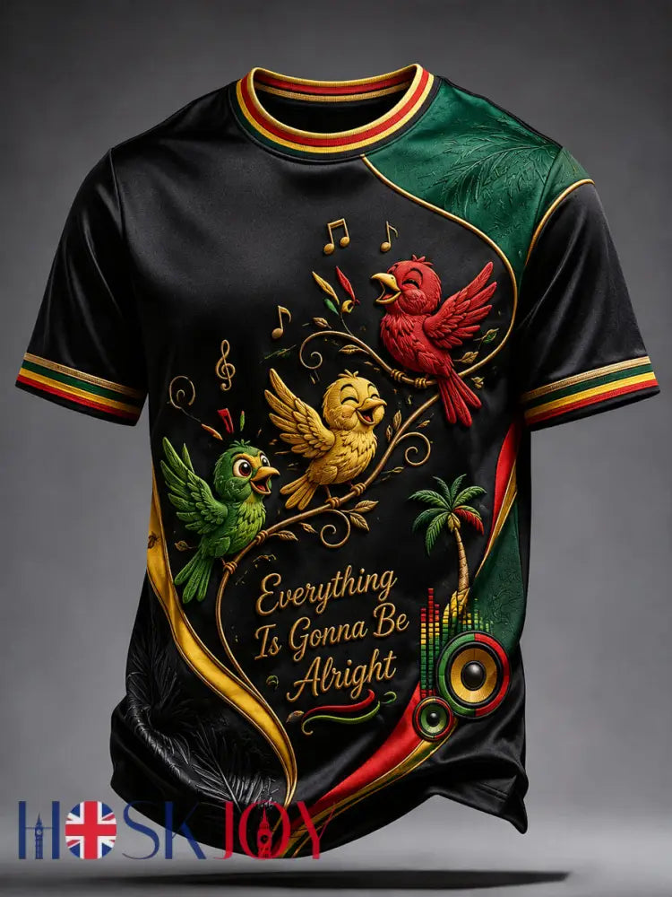 Retro Reggae Art Casual T-Shirt - As picture / S