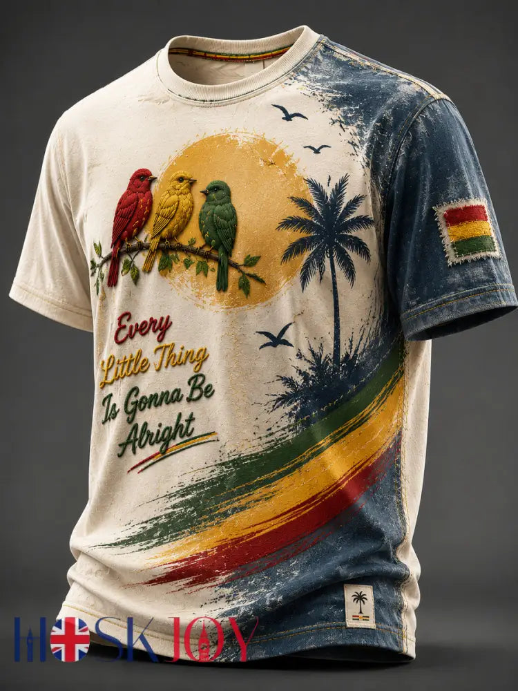 Retro Reggae Bird Art Casual T-Shirt - As picture / S