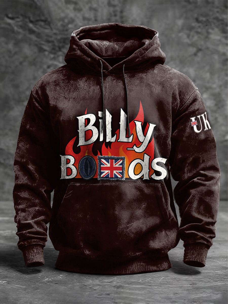 Men's Red-Brown British Bily Bonds Print Sweatshirt