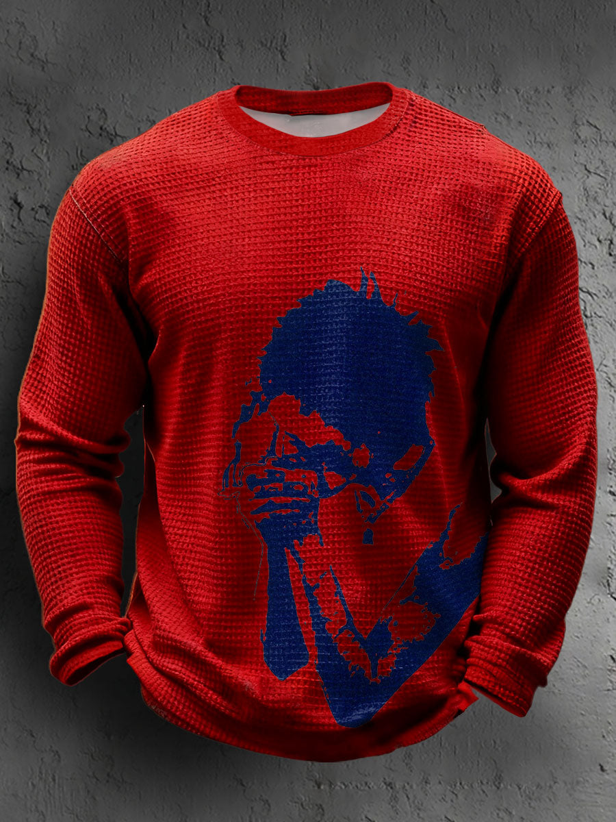 Men's UK Punk Music Lover Printed Waffle Tops