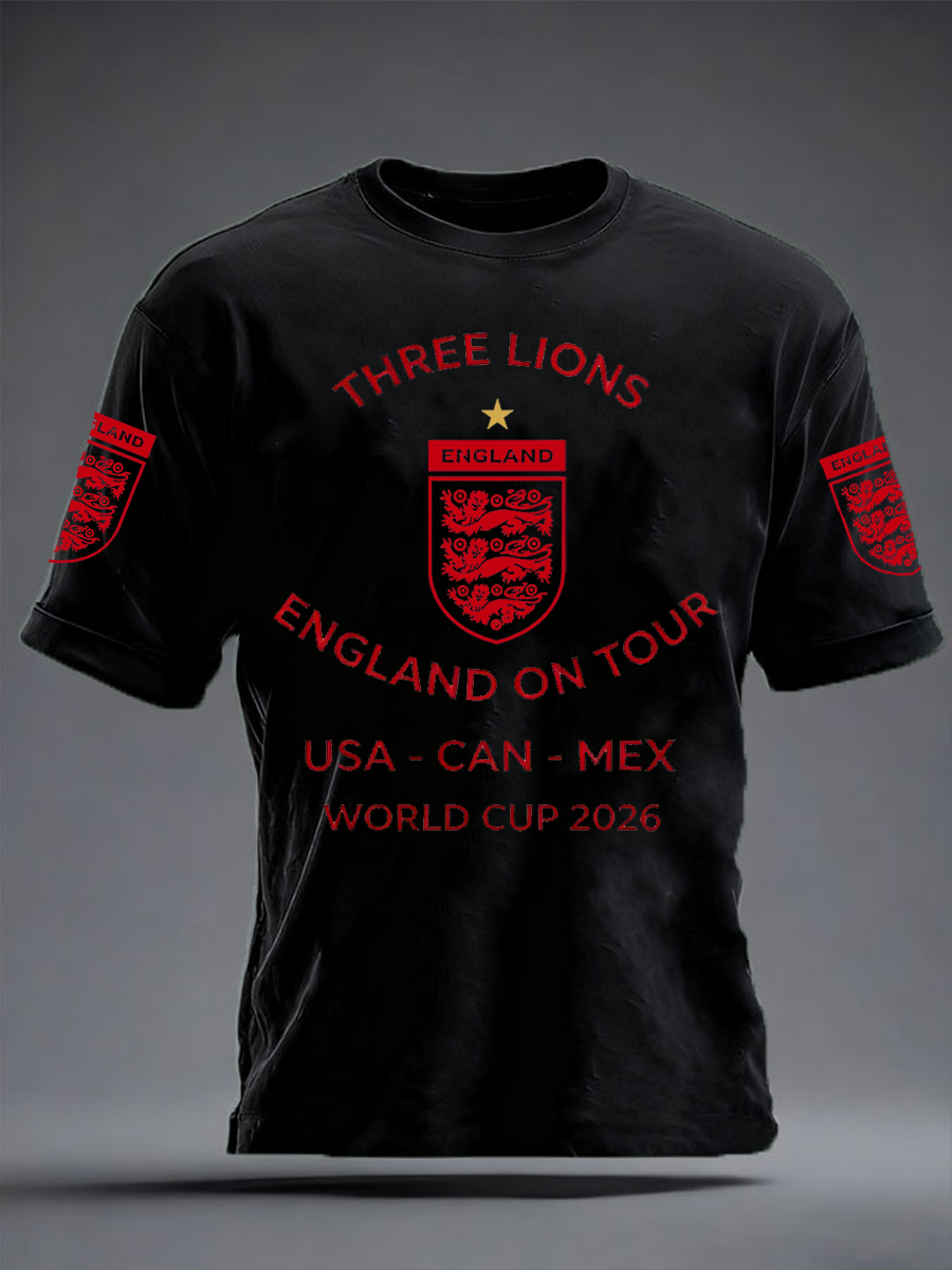 Men's UK Football Lover England 2026 Printed imitation cotton short-sleeved T-shirt