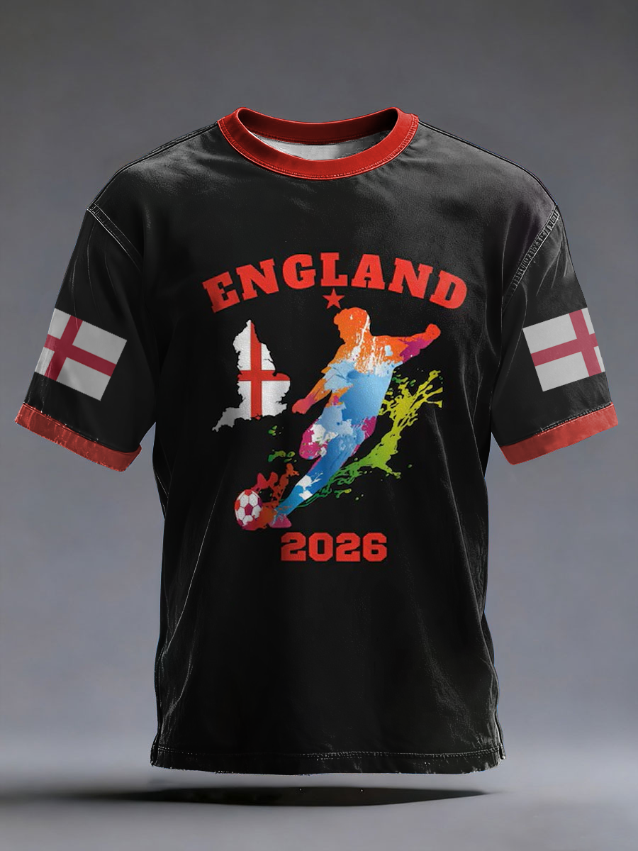 Men's UK Football Lover England 2026 Printed short sleeves t-shirt
