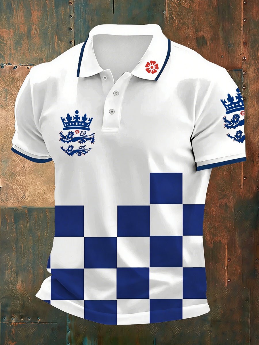 Men's 2026 England World Cup Cheering Printed Polo Shirt