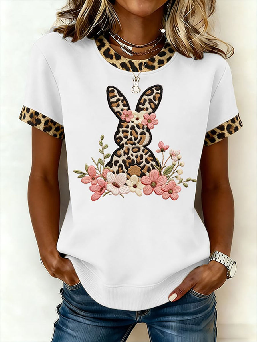 Women's Rabbit Print Casual T-Shirt