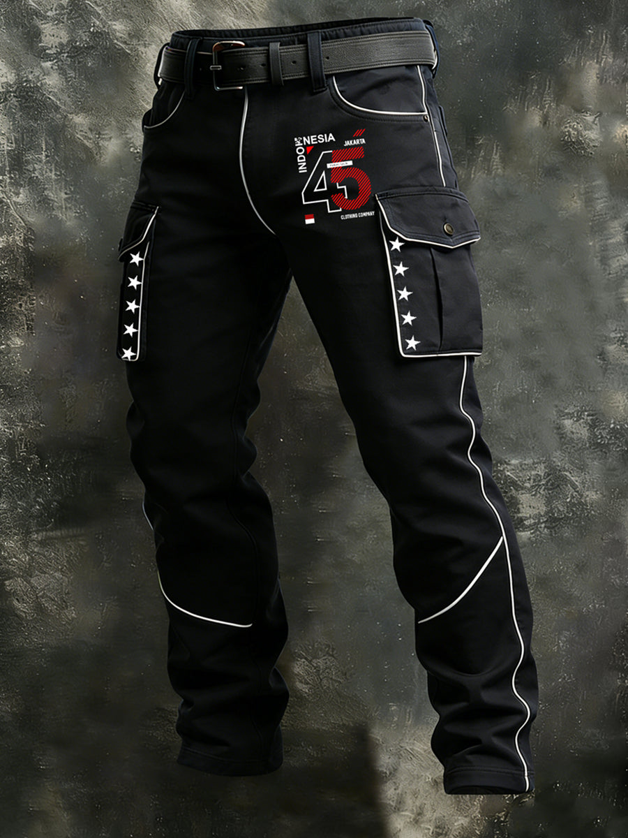 Men's Retro Vacation Business Sporty Style Art Print Casual Workwear Trousers