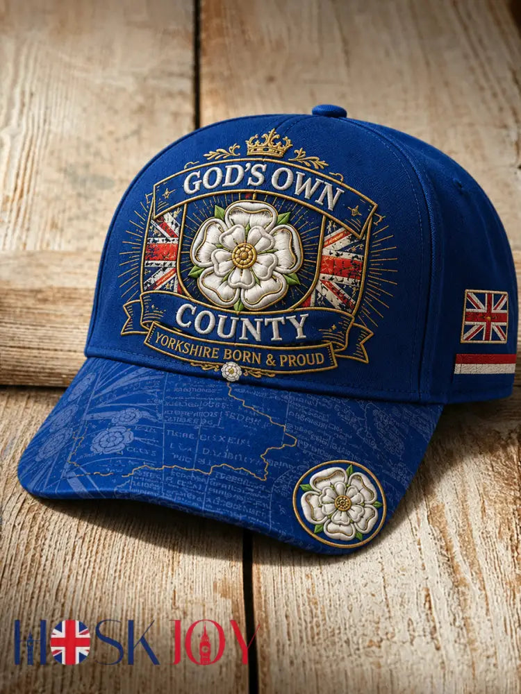 Unisex England Yorkshire Day White Roses Art Printed Hat - Royal Blue / ONE