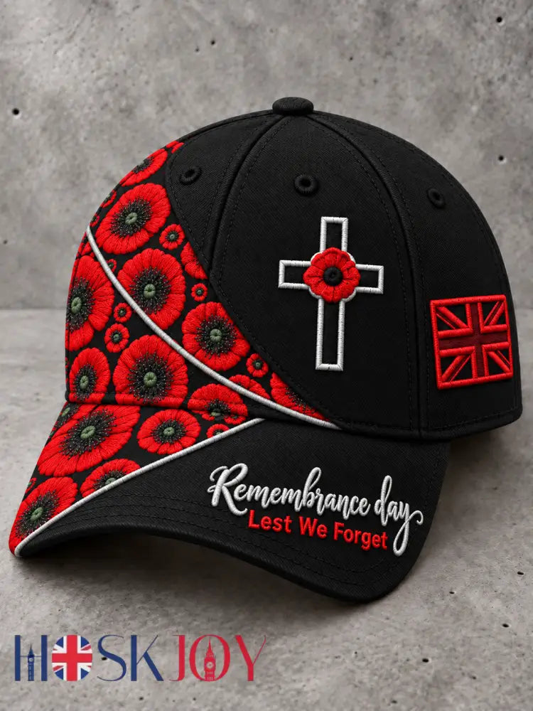 Unisex Remembrance Day Lest We Forget Hat - Black / ONE